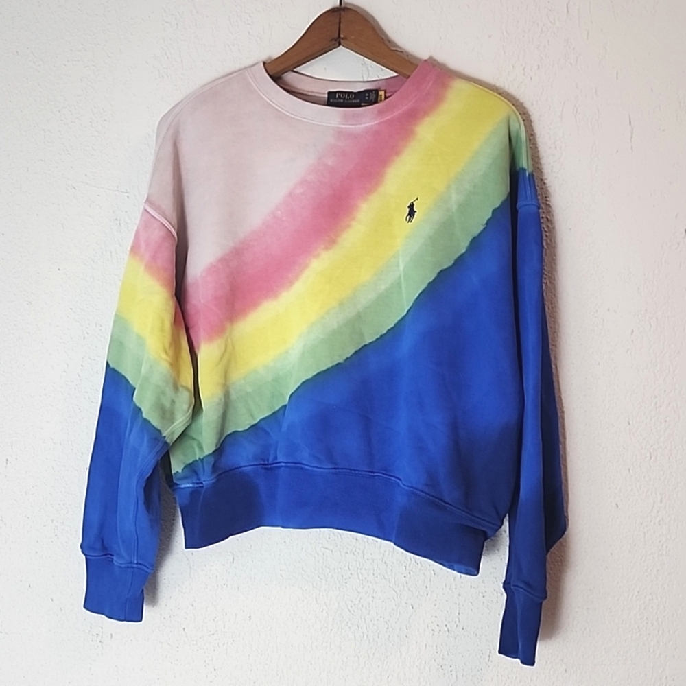 Polo Ralph Lauren women's rainbow tie dye Sweatshirt, 100% cotton, sz XS, TP